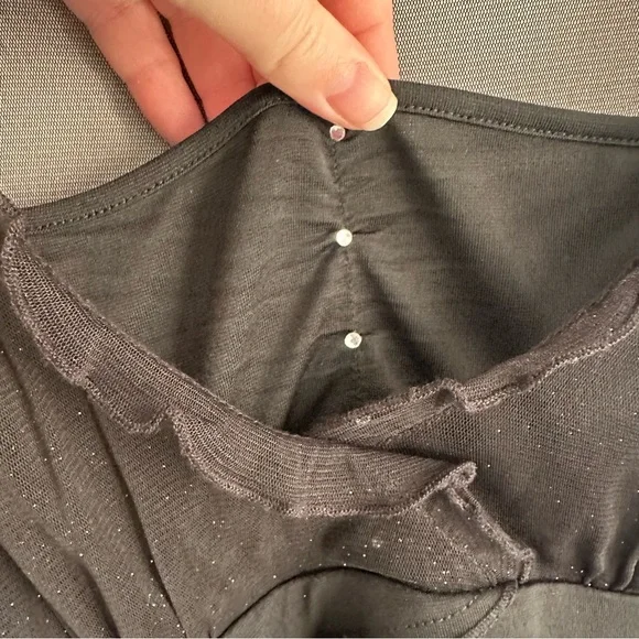 Vintage Y2K Cache Cache Dress Fairy Whimsigoth Grunge Mini Sparkles Mesh Black - Picture 4 of 13